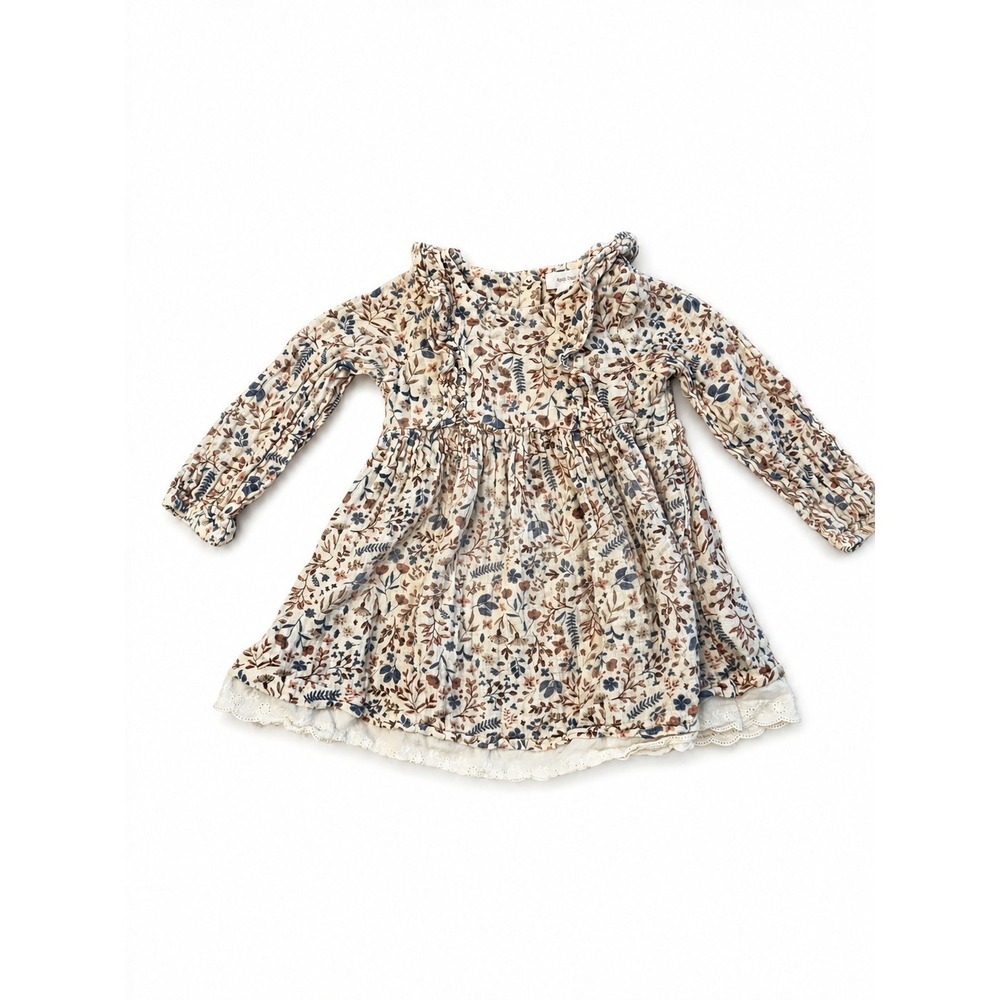 Angel Dear Baby Girl Floral Muslin Dress Ruffle Eyelet Organic 12-18 M